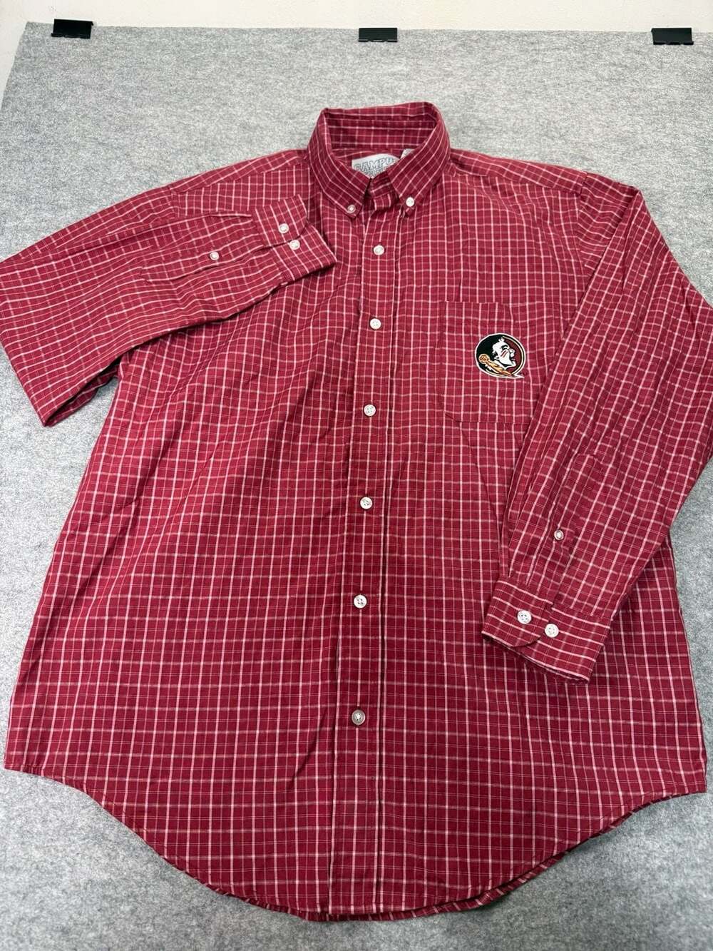 Campus Specialties Florida State Seminoles Red Plaid Long Sleeve Button Up Sz M